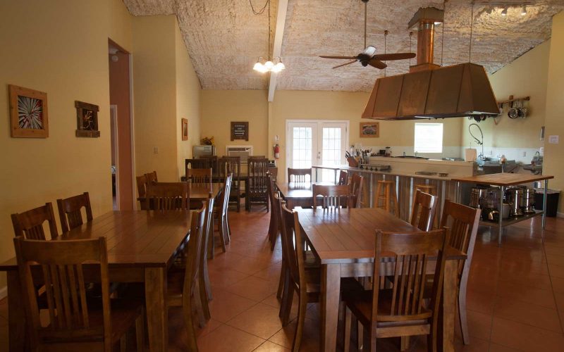 Texas Hill Country Retreat Ranch dining area at Lotus Ranch.