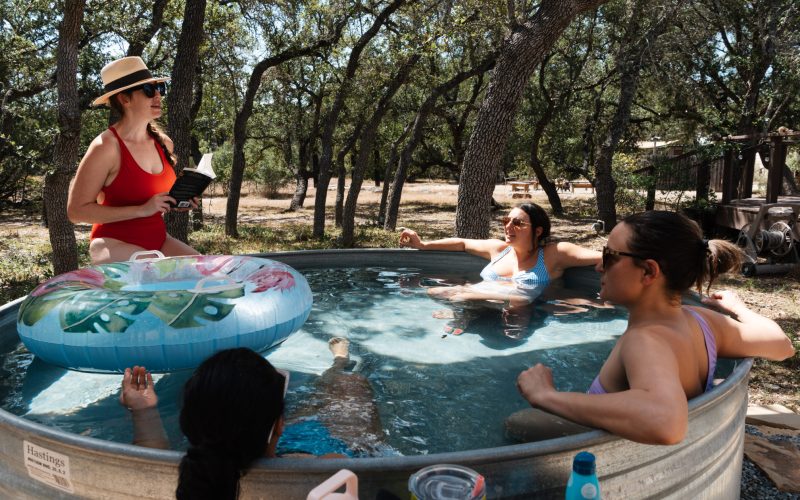 Cowboy Pool Hangout during Yoga Retreat in Wimberley, TX.